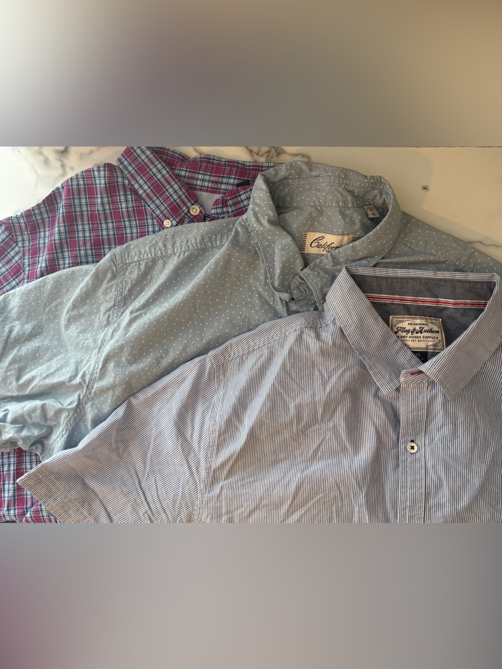 Men's XL Short Sleeve Button Up Shirts - Lot of 3 in a Blue Variety